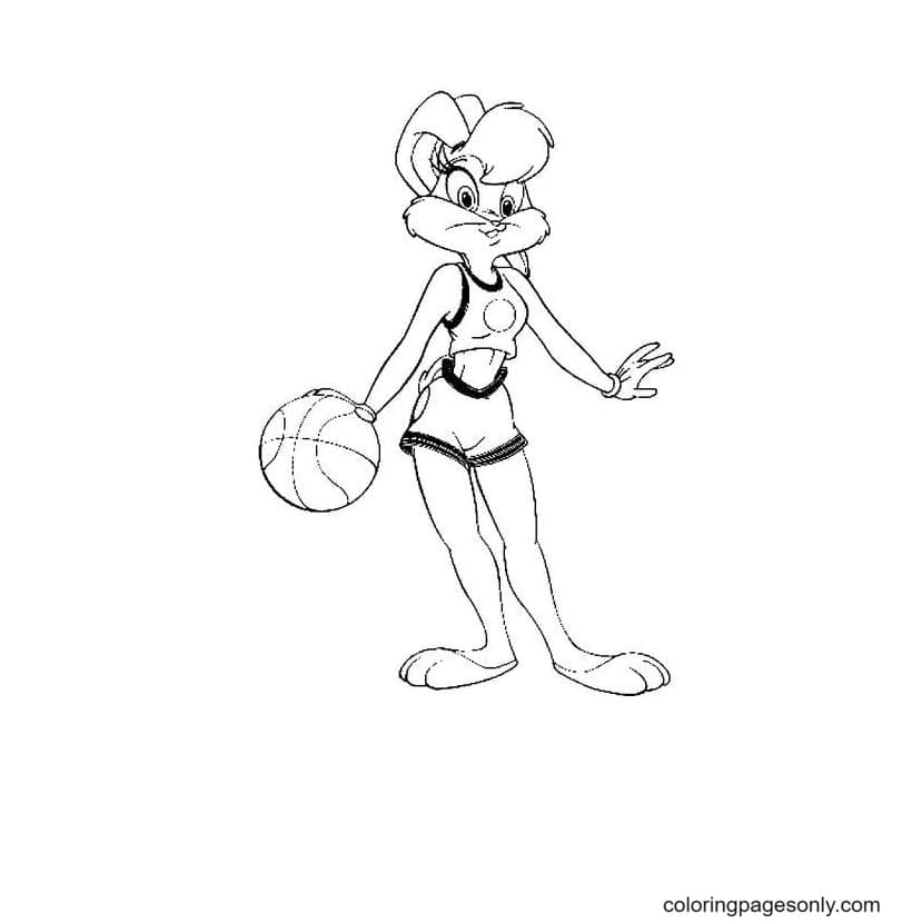 Lola Bunny plays basketball Coloring Page