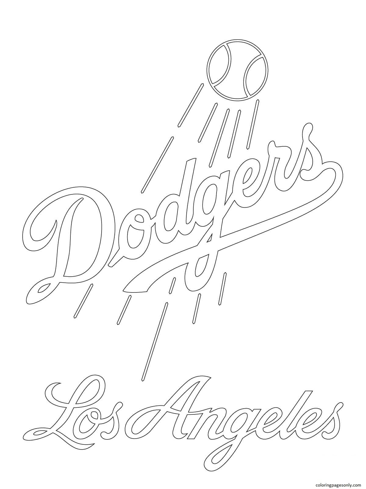 Página para colorir do logotipo do Los Angeles Dodgers