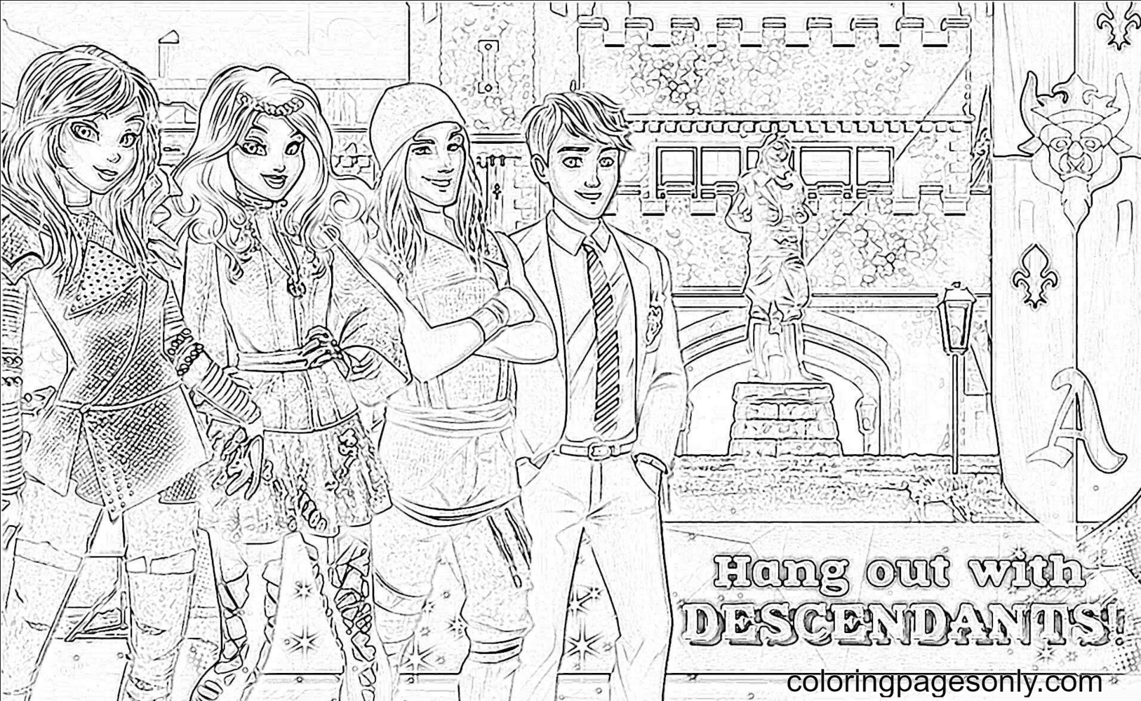 mal evie jay and ben descendants coloring pages descendants coloring pages coloring pages for kids and adults