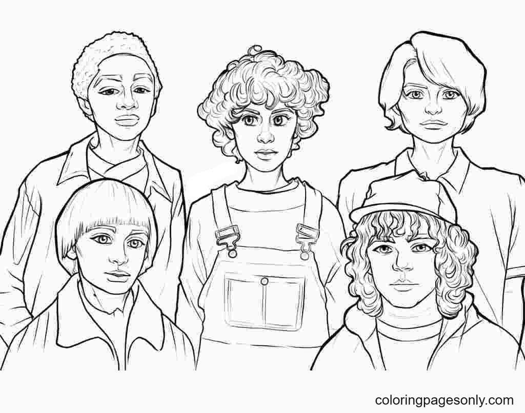 Matured protagonists of Stranger Things Coloring Page