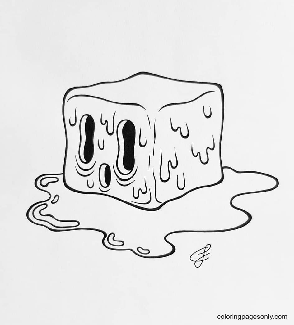Melting ice cube Coloring Page