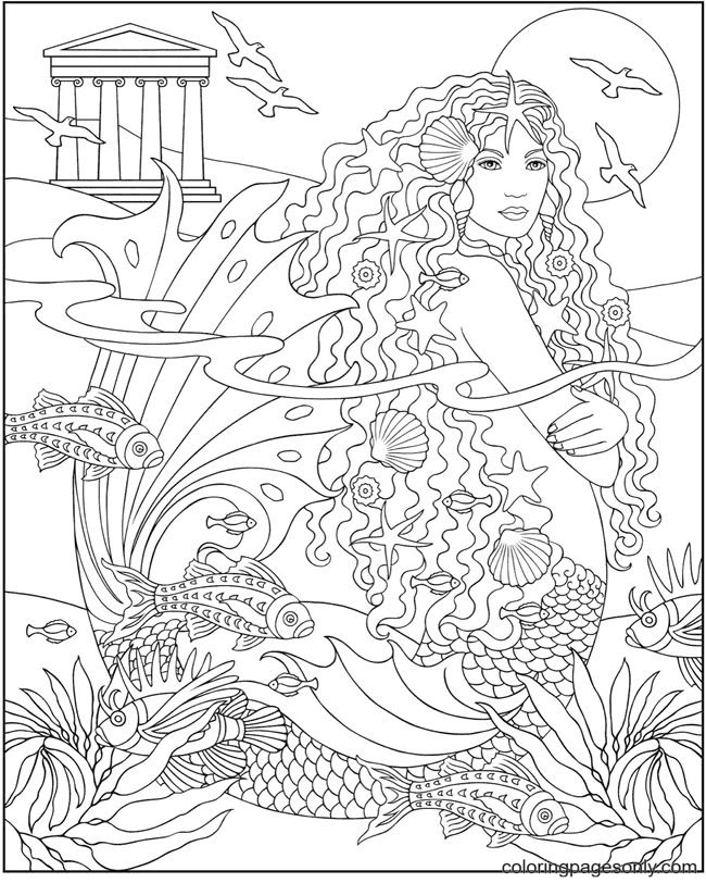 mermaid-adult-coloring-pages