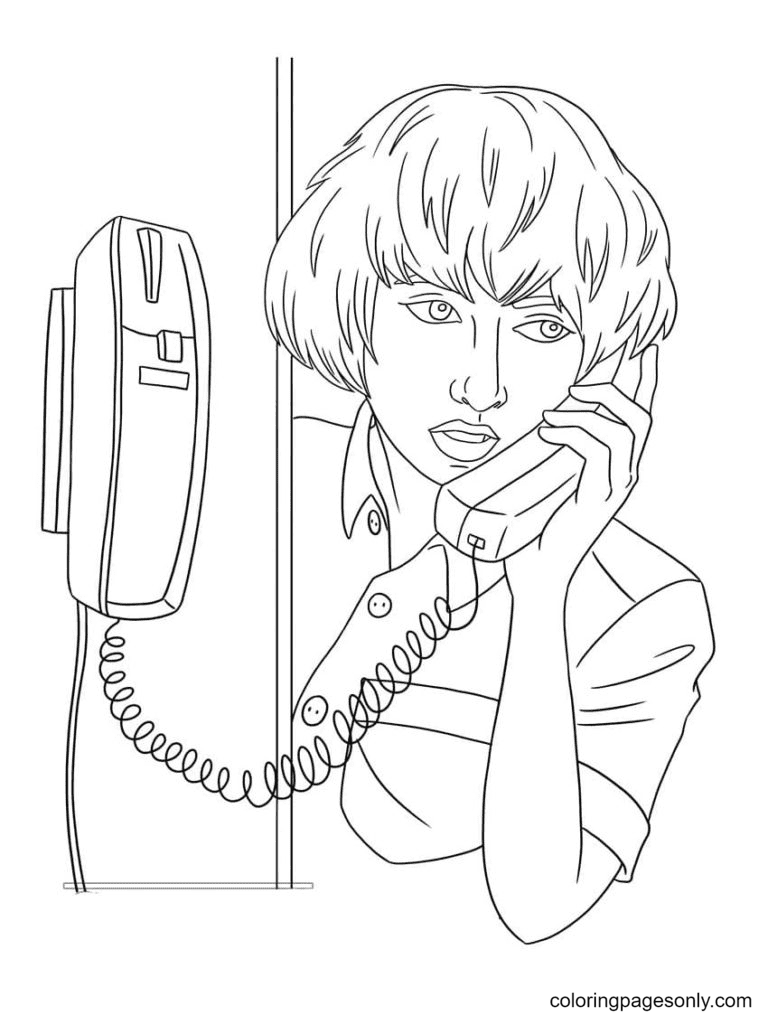Mike Wheeler talking on the phone Coloring Page