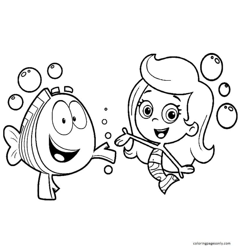 Desenho de Molly com Mr Grouper para colorir