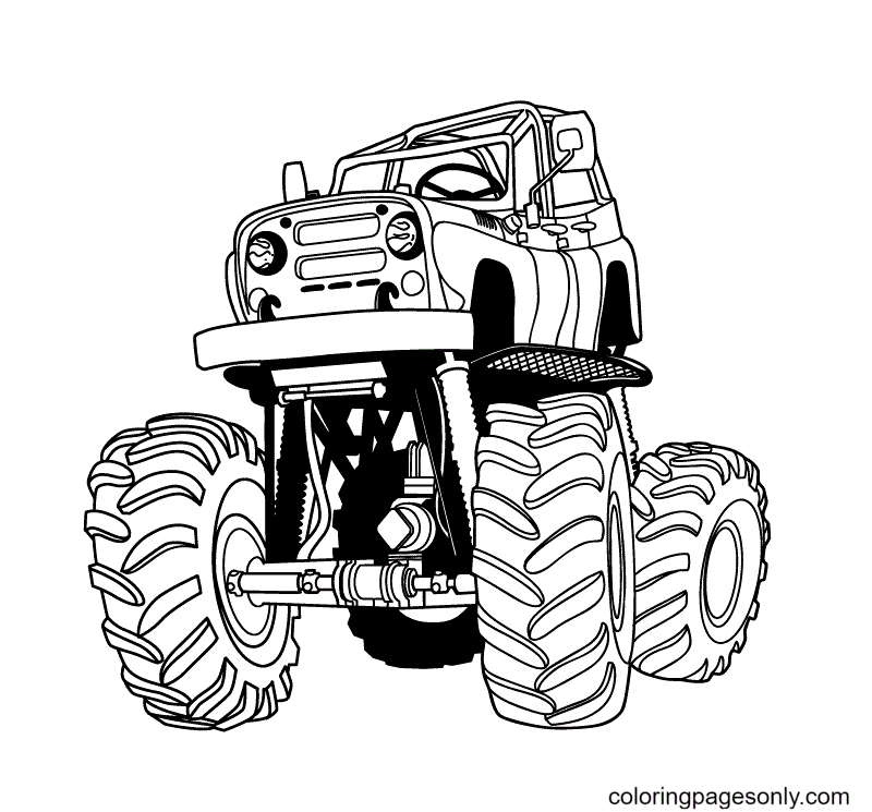 Monster Truck Big wheels Coloring Page
