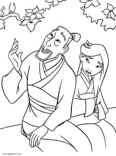 Mulan y su padre para colorear - Mulan Coloring Pages - Páginas para  colorear para niños y adultos