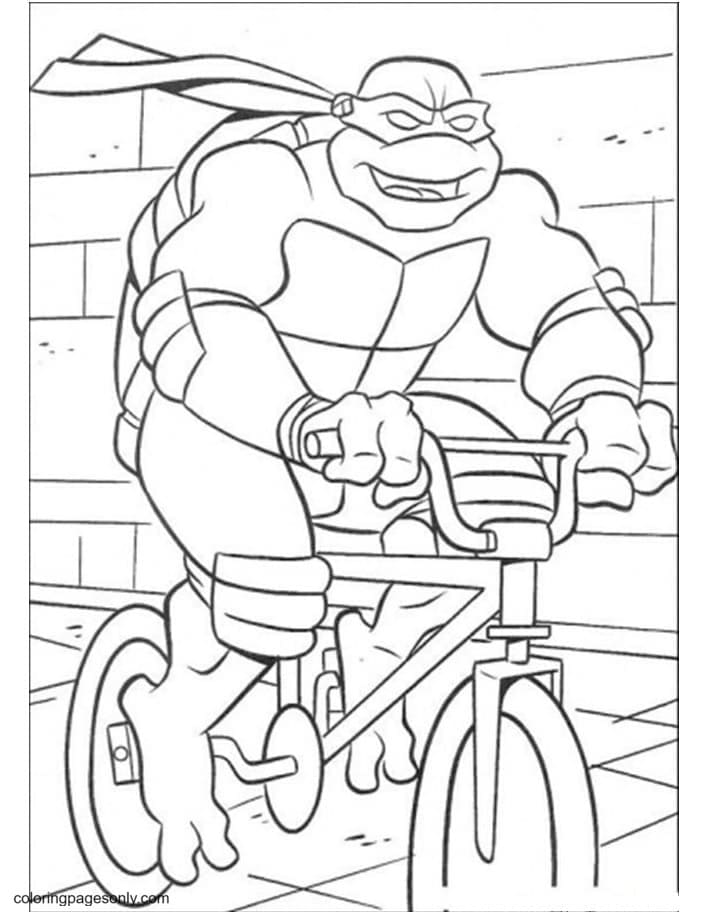 Mutant Ninja Turtles Cycling Coloring Page