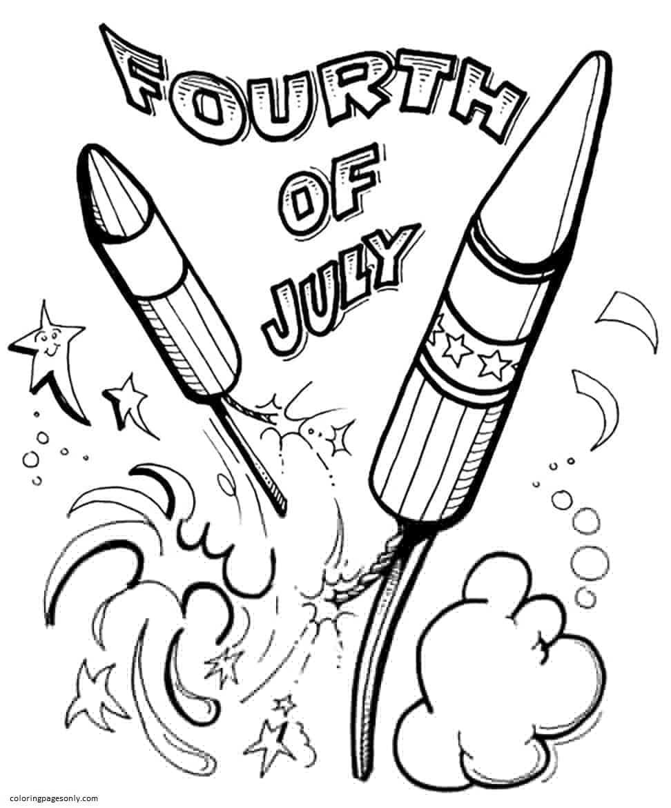 National holiday with fireworks Coloring Page