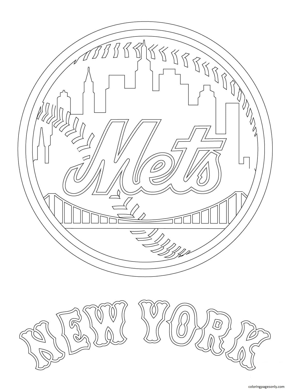Logo De Los Mets De Nueva York Para Colorear