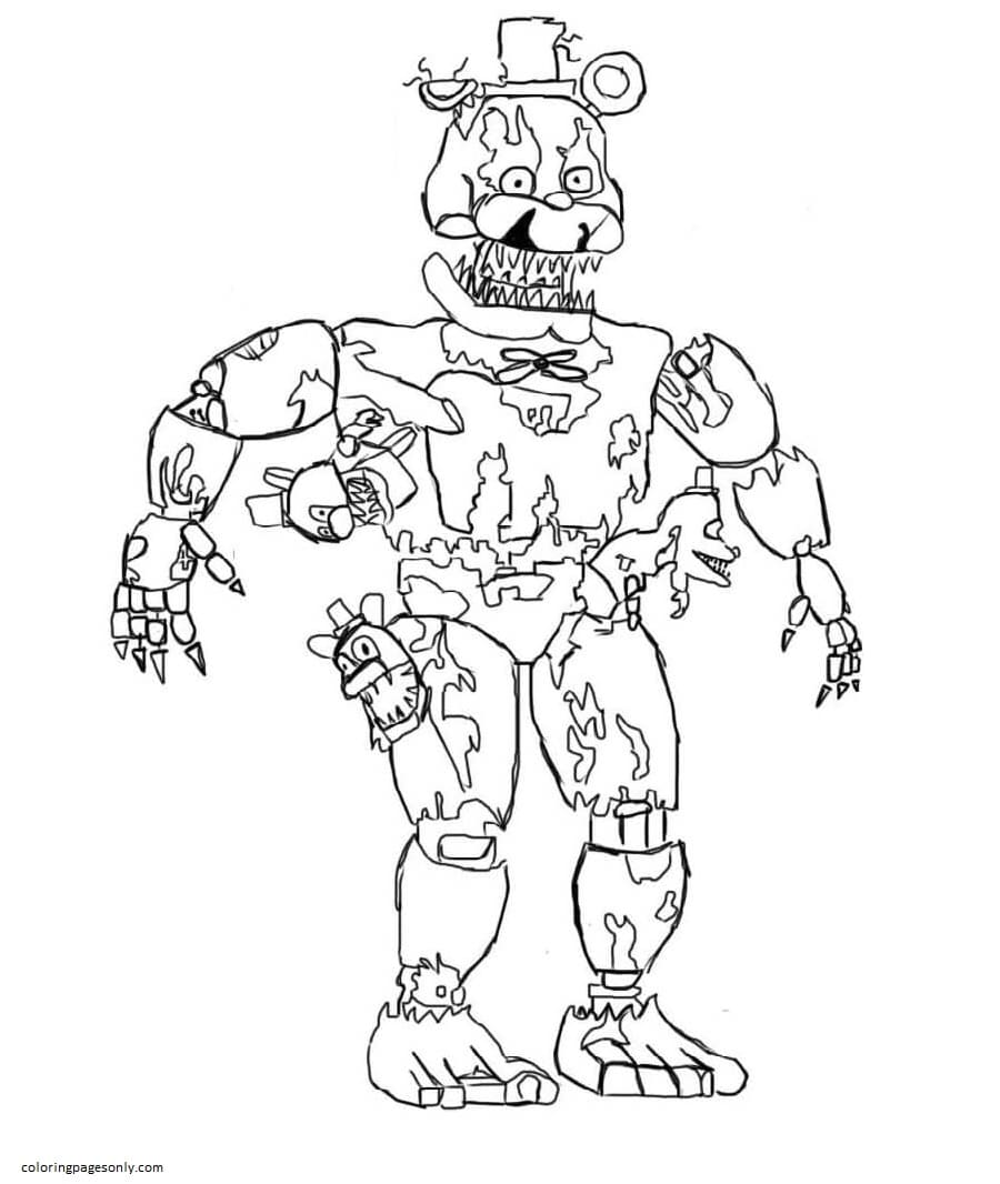 Desenhos para colorir Nightmare Freddy FNAF - Desenhos para colorir grátis  para imprimir