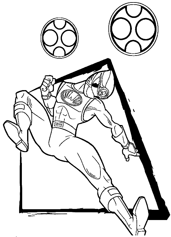 Ninja Ranger Blue Is Jumping Coloring Pages