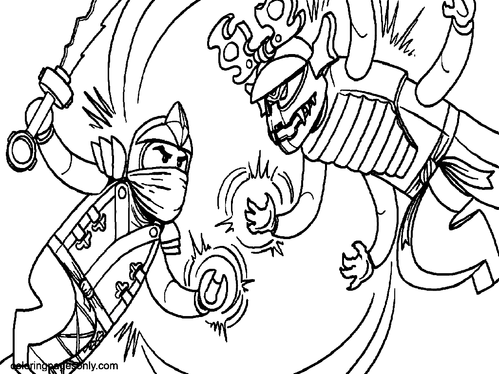 Ninja Warrior Attack Coloring Pages