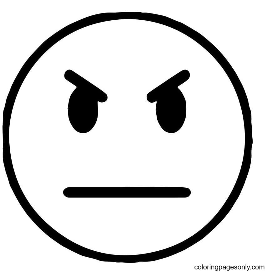 Not Happy Angry Emoticon Coloring Page
