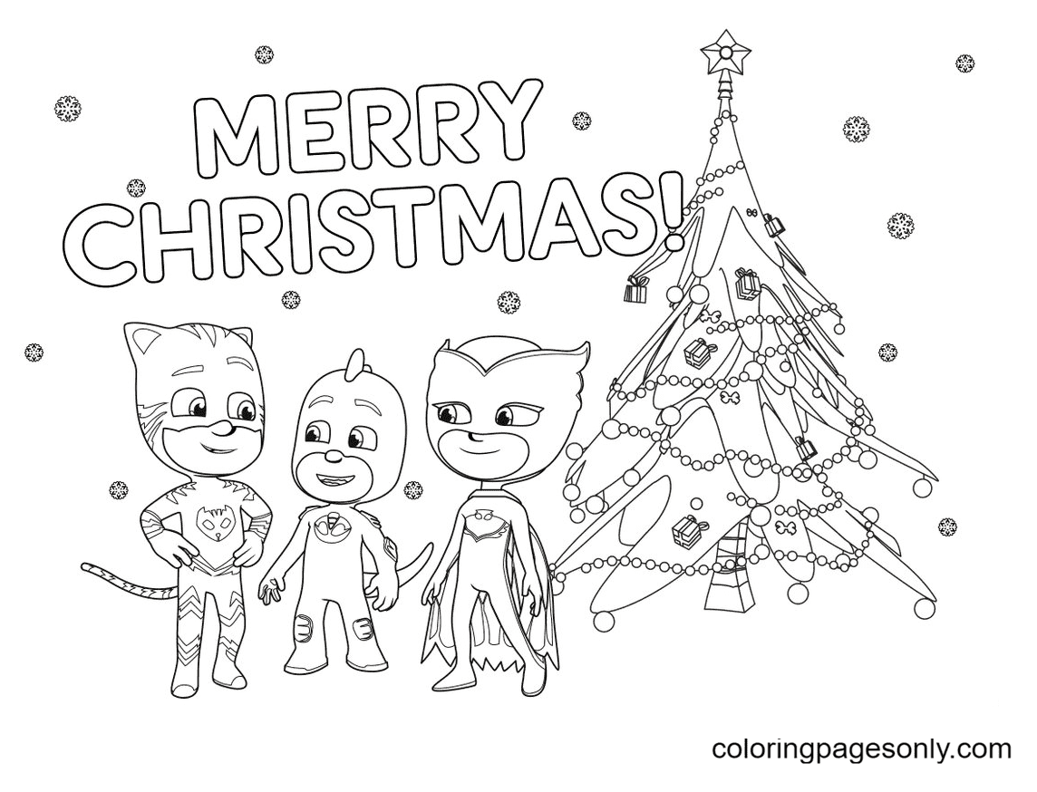 PJ Masks Merry Christmas Coloring Page