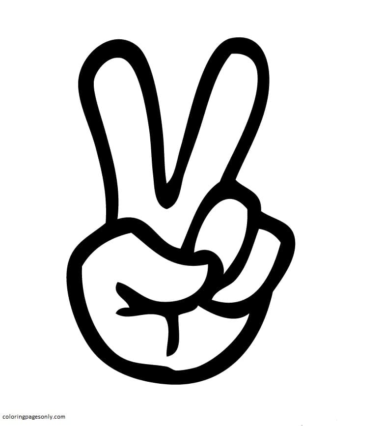 Página para colorir emoji do sinal de paz
