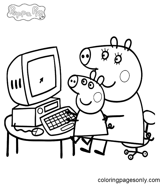 Peppa Mum and George Coloring Pages - Peppa Pig Coloring Pages - Coloring  Pages for Kids and Adults