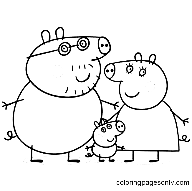 Peppa Pig Family Coloring Page