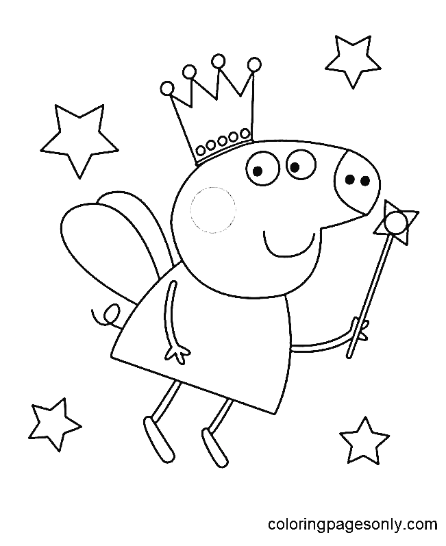 Desenho de Princesa Peppa Pig para Colorir
