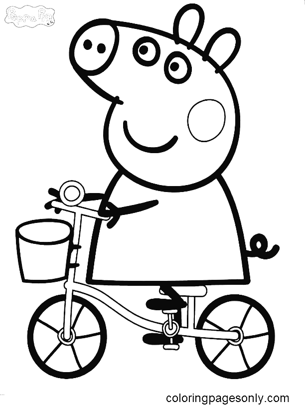 Peppa Pig faisant du vélo de Peppa Pig