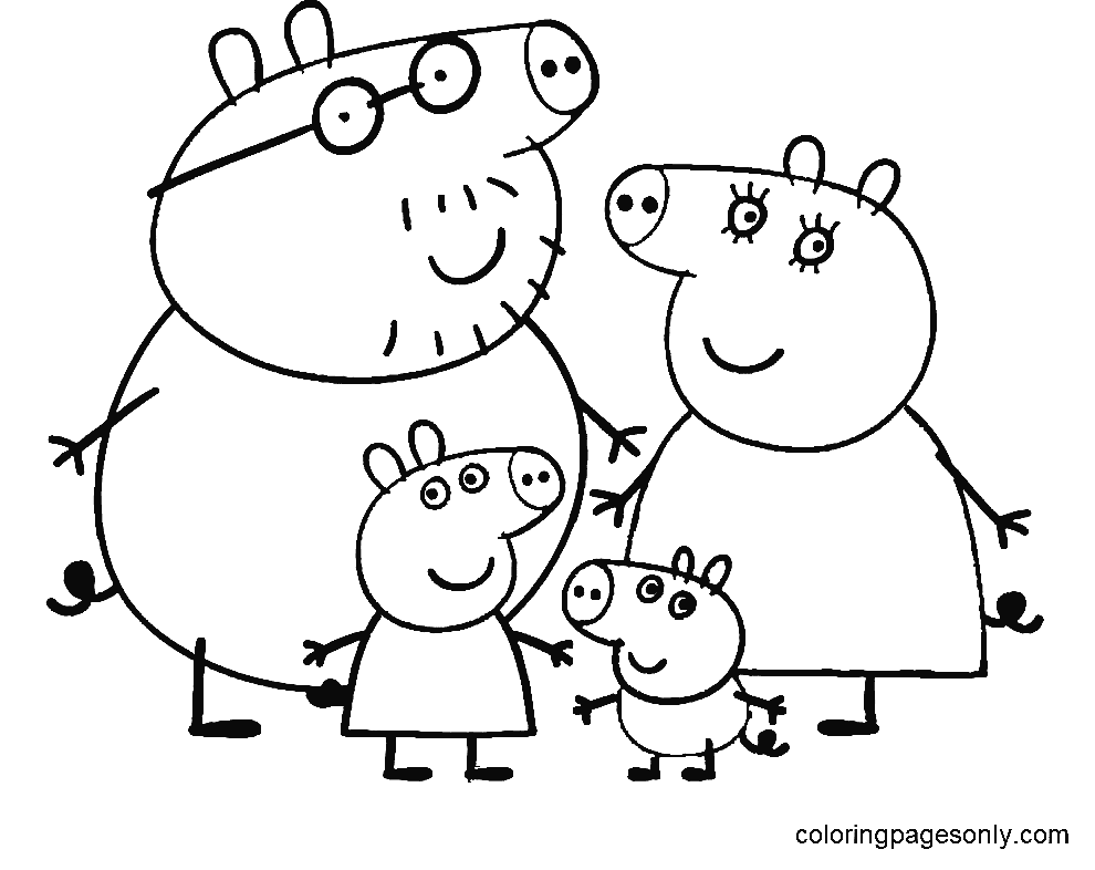 Família Peppa Pig Reunida – Desenhos para Colorir