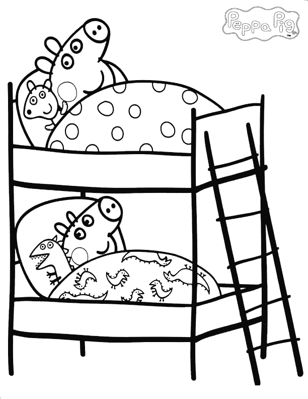 Peppa and George Sleeping Coloring Pages