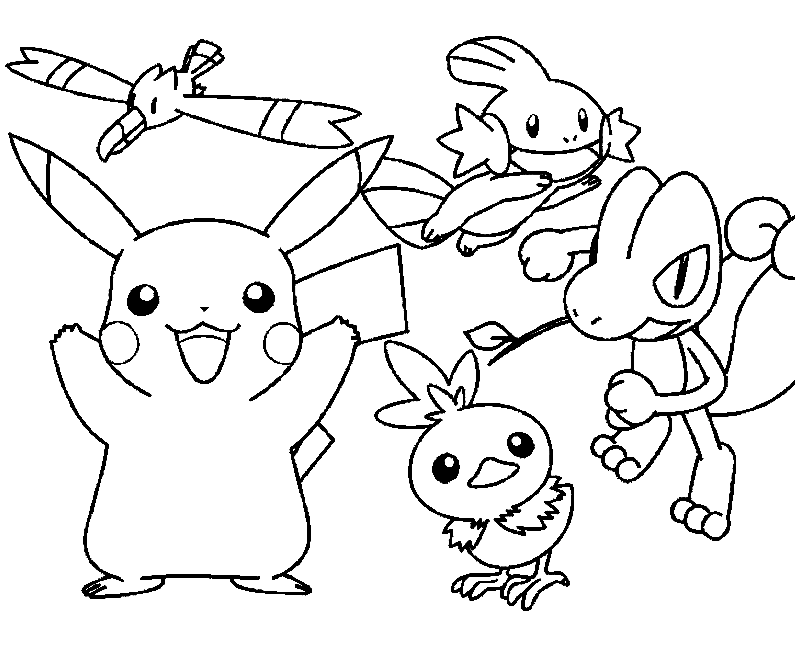 Pikachu y sus amigos para colorear