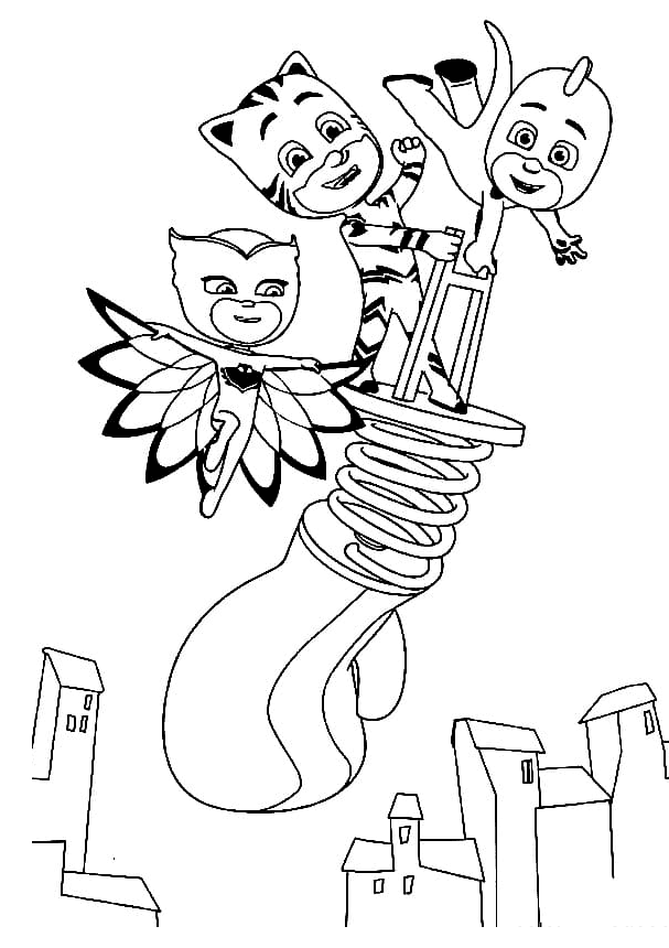Pj Masks In flight Coloring Page