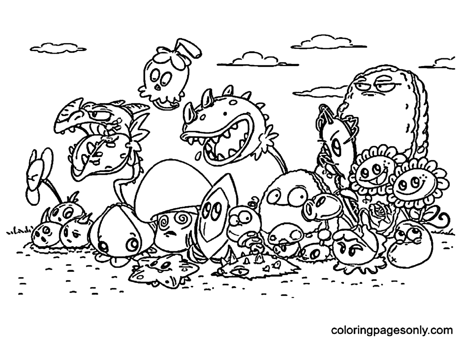 Plants Defend Themselves Against Zombies Coloring Pages