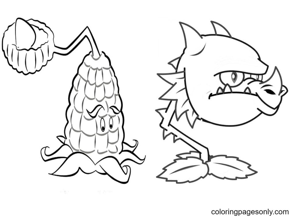 Plants are waiting for zombies Coloring Page