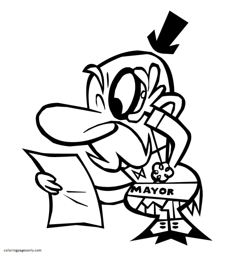 Powerpuff Girls Townsville Mayor Coloring Page