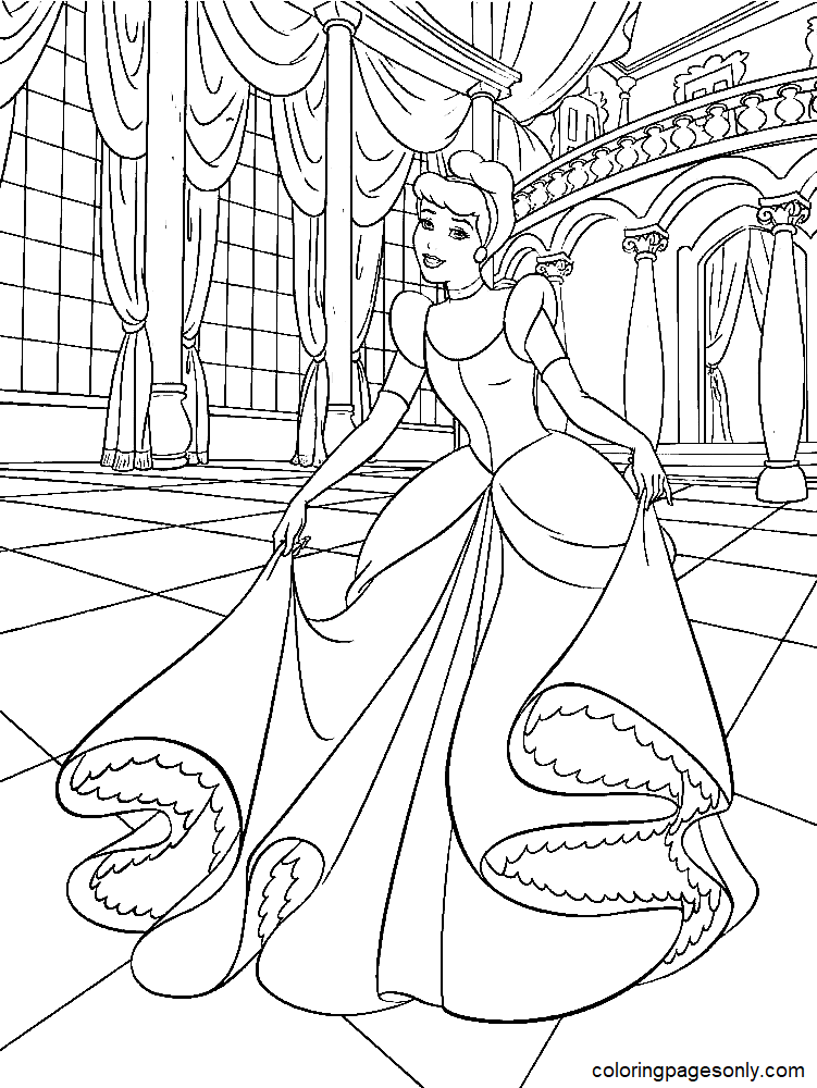 Princesa Cinderela linda página para colorir