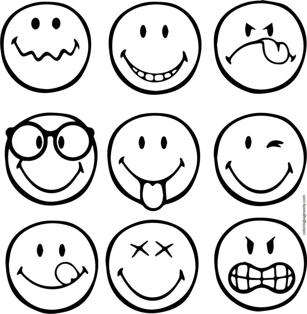 Emoji Faces Printable Coloring Pages By Demianak bond