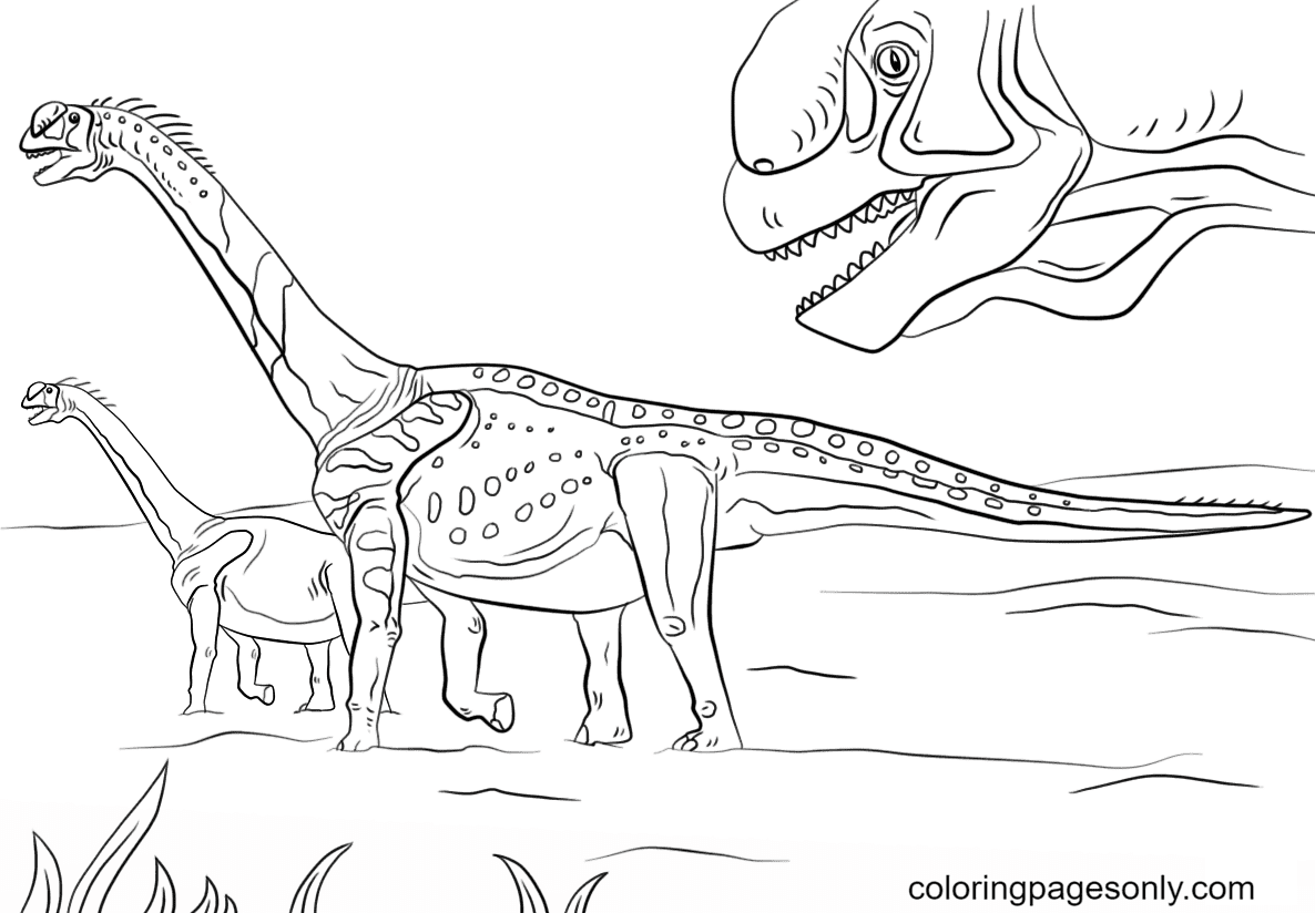 Afdrukbare Jurassic Park Camarasaurus Kleurplaat