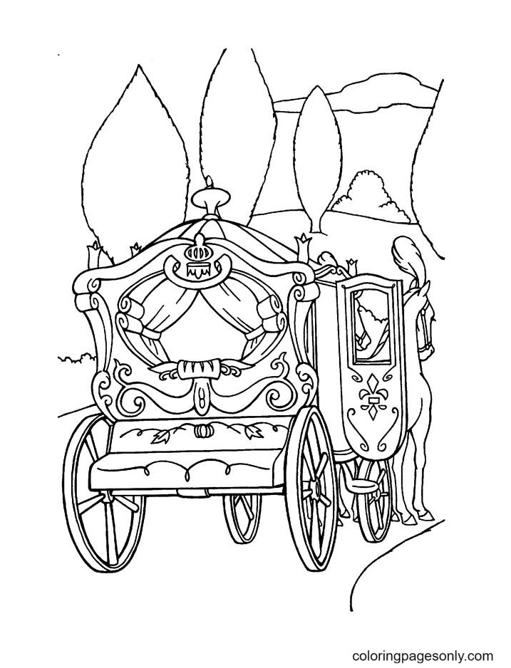 Desenho de Carruagem de Abóbora para Colorir