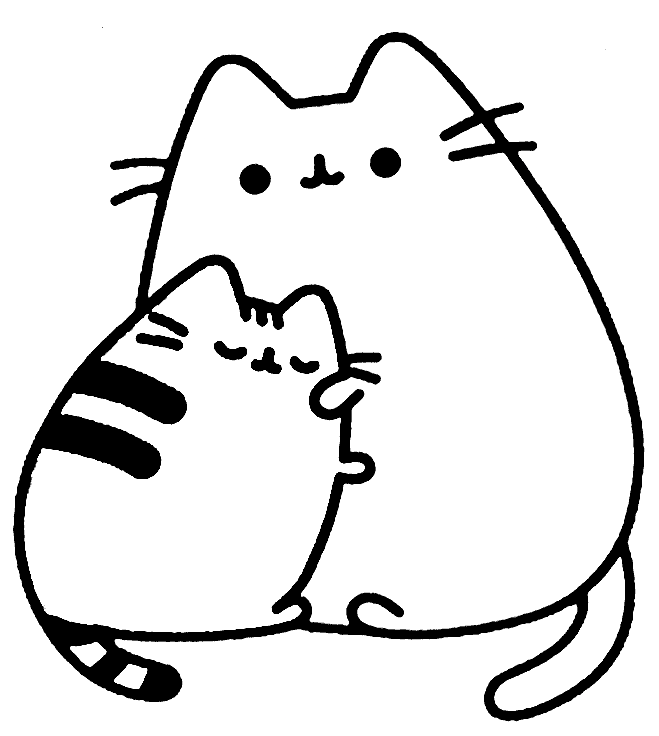 Pusheen And Mom Coloring Page