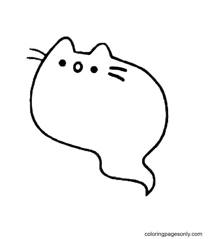 Pusheen Ghost Coloring Page