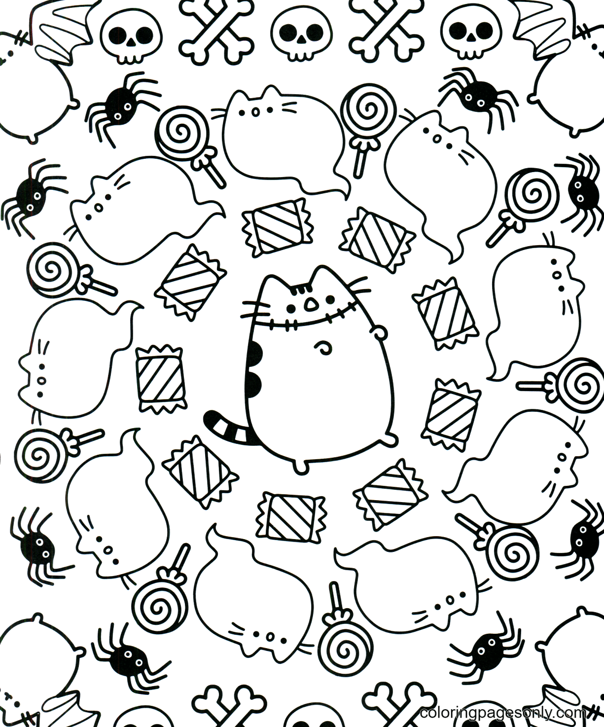 Pusheen Coloring For Adults Donut Halloween Coloring Pages - Pusheen