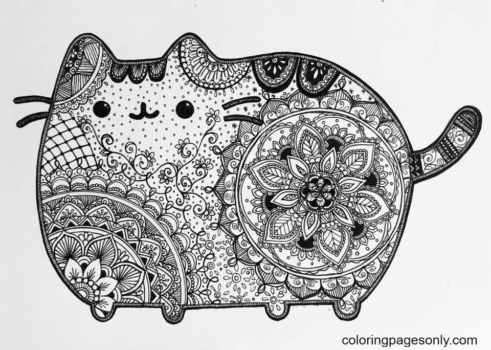 Pusheen Inspired Coloring Pages