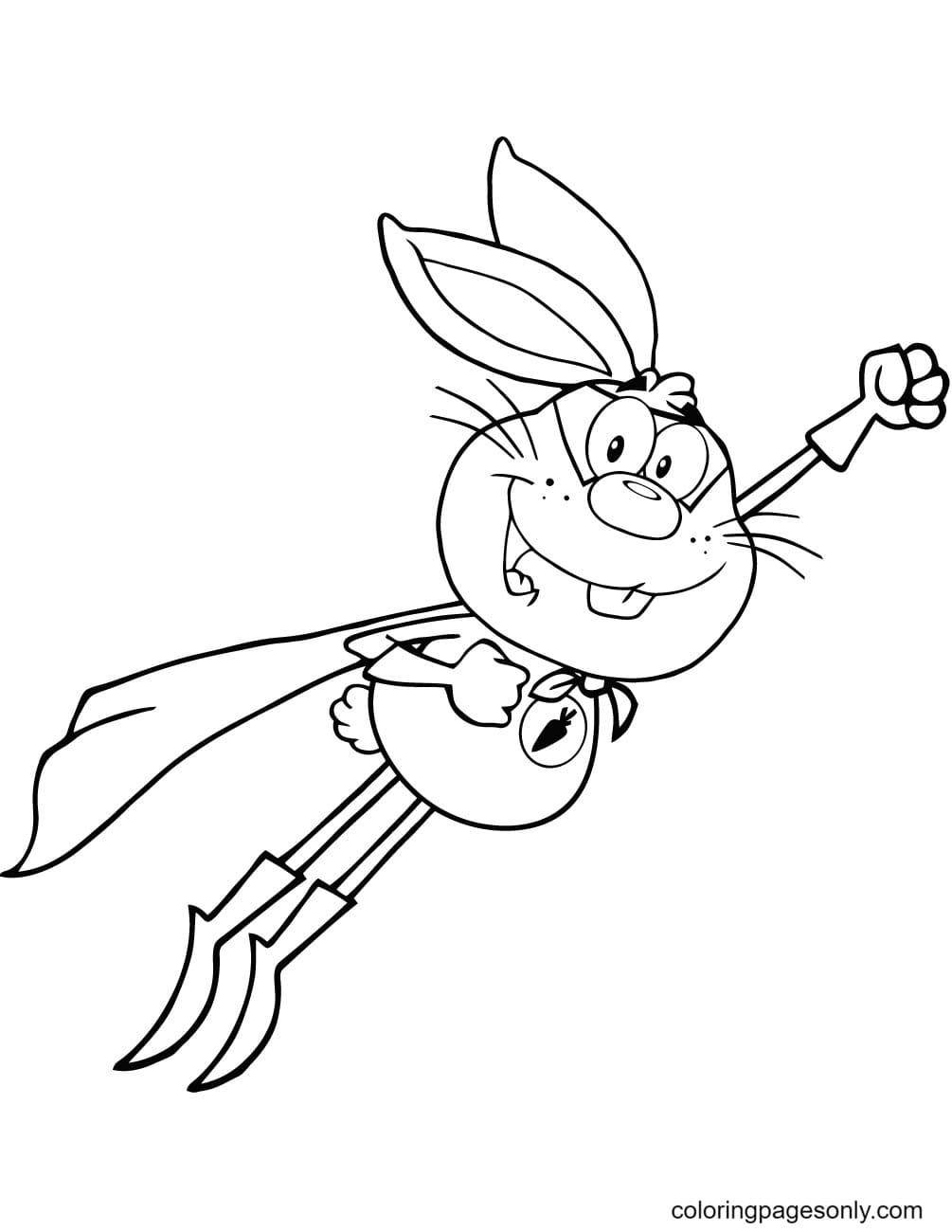 Super-héros de lapin volant de lapins mignons