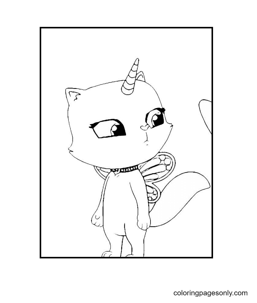 Rainbow Butterfly Unicorn Cat Coloring Page