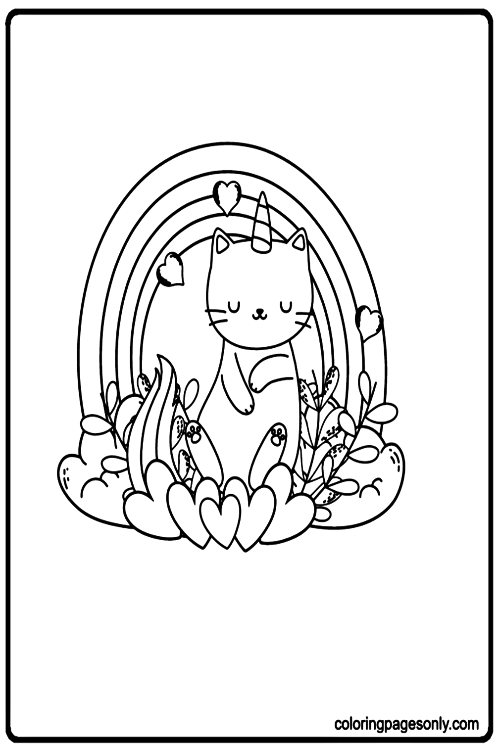 Rainbow Unicorn Kitty Coloring Pages