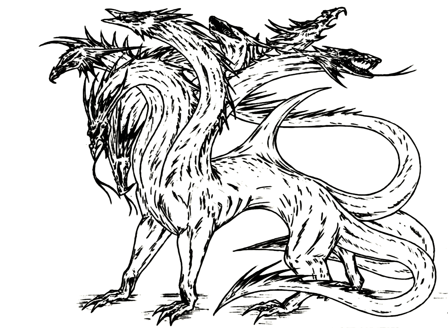 Realistic Hydra Dragon Coloring Pages
