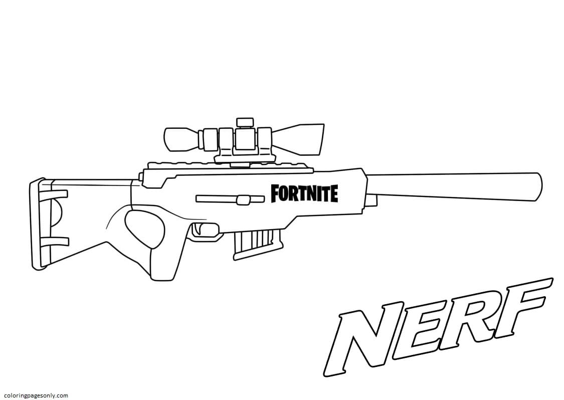 Página para colorir Rifle Nerf Fortnite