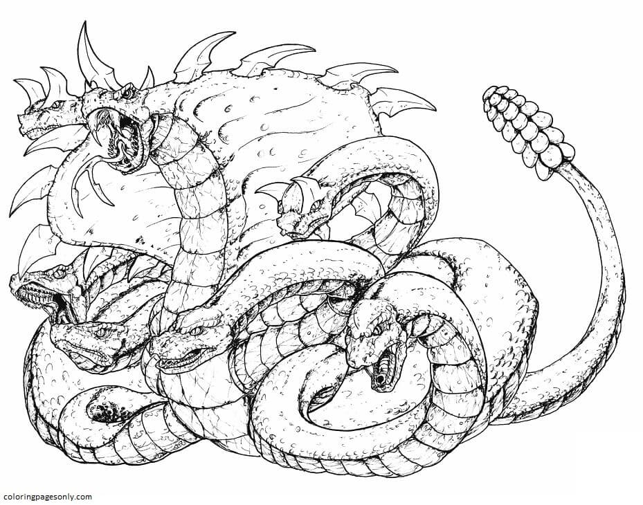 Scary Hydra Coloring Page
