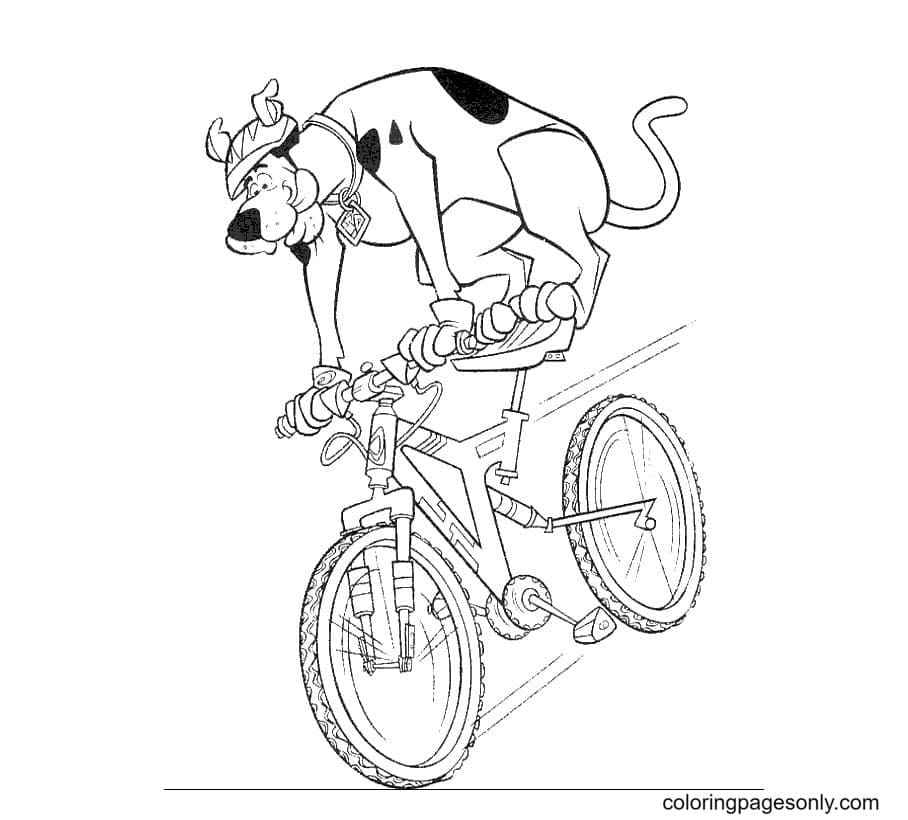 Scooby Doo On Bike Coloring Page