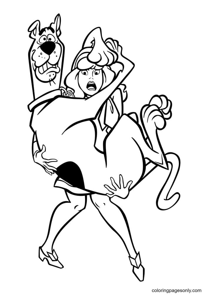 Scooby-Doo in the hands of Daphne When Frightened Coloring Page