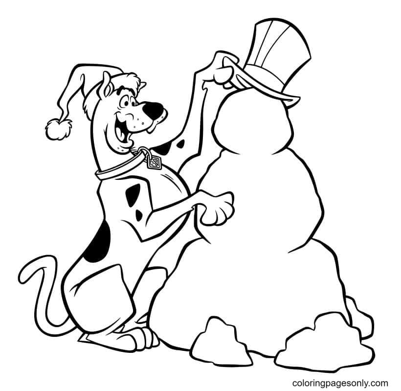 Scooby Doo With A Snowman Coloring Pages