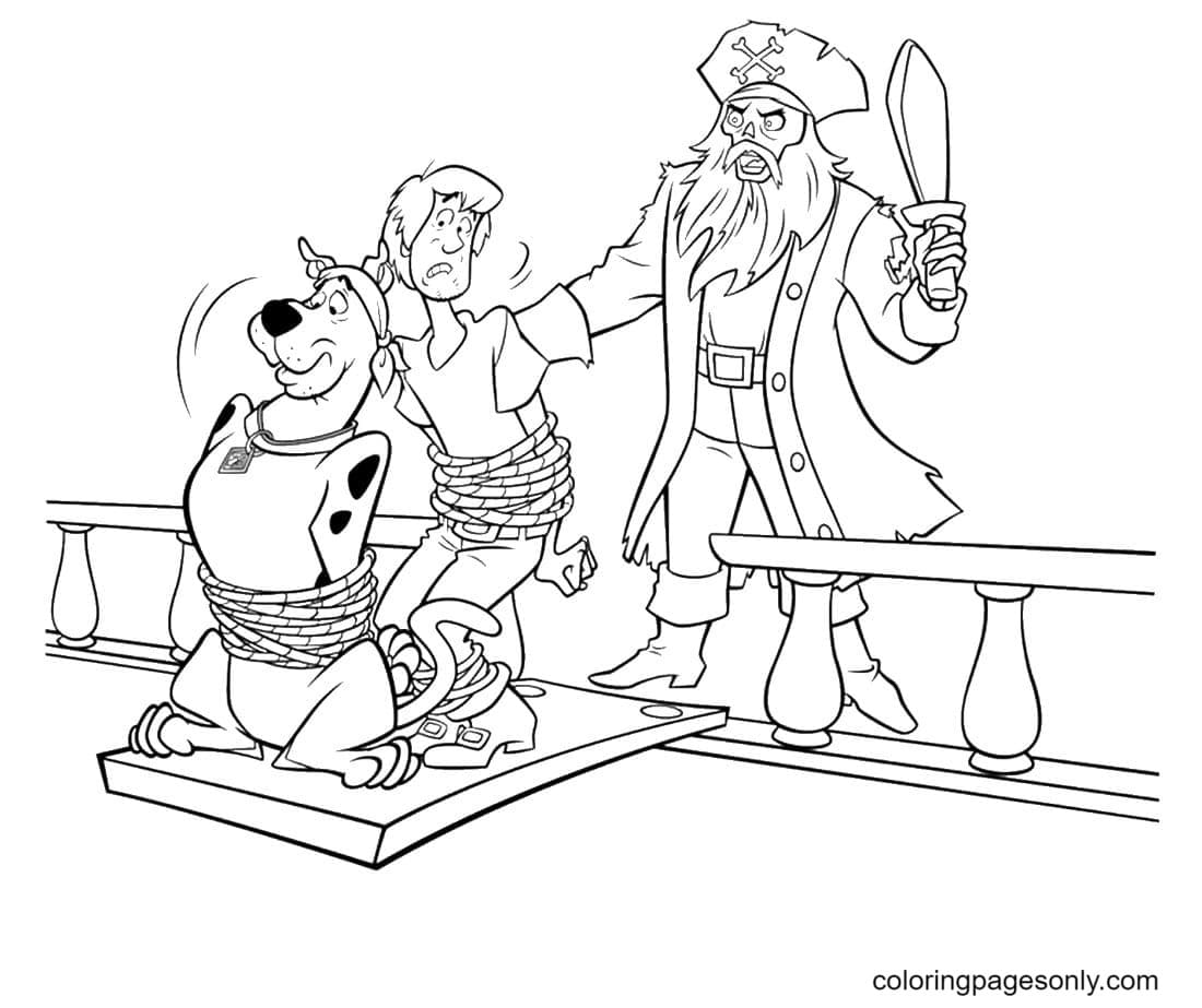 Shaggy, Scooby And Pirate Coloring Page