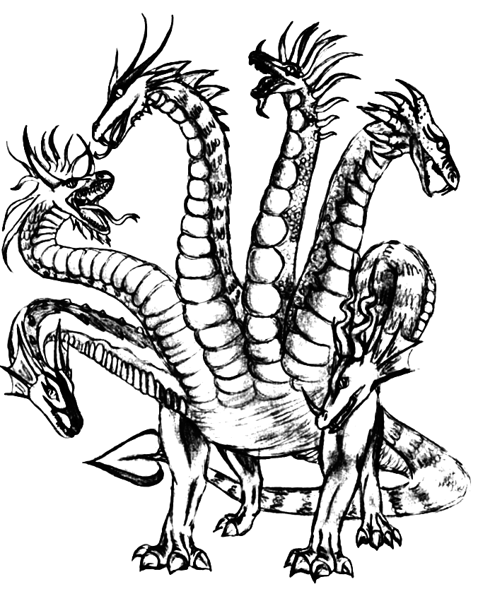Six Headed Hydra Coloring Page