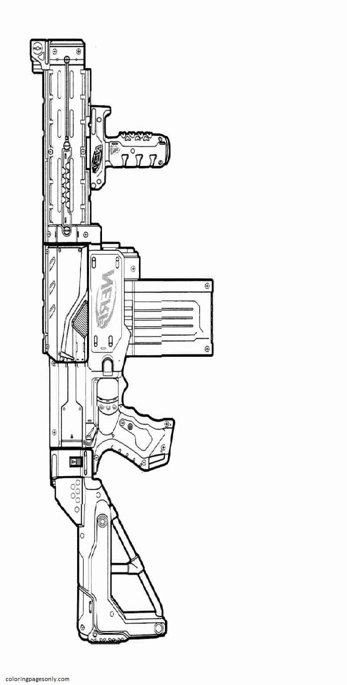 Página para colorir de rifle de precisão
